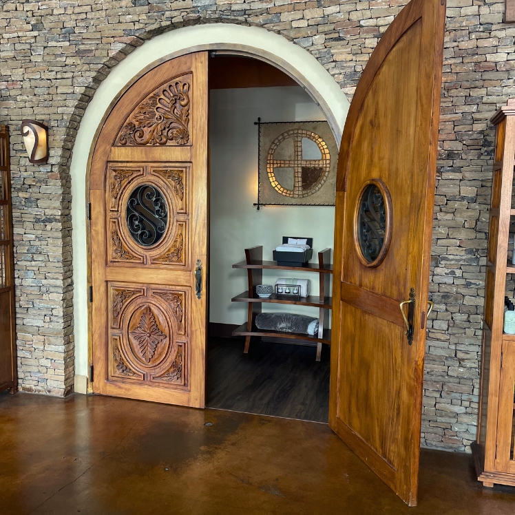 Marietta decoratively carved interior door at Natural Body in Atlanta