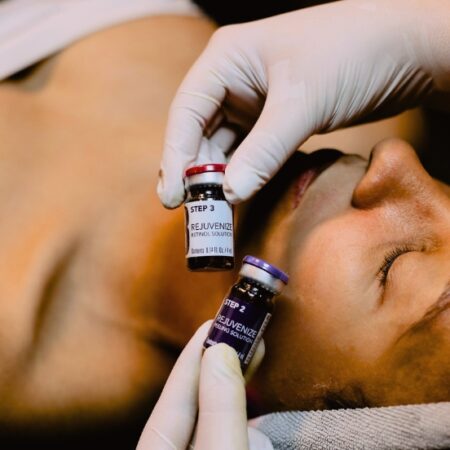 A woman about to receive a Skinmedica chemical peel at Natural Body Spa in Atlanta, GA